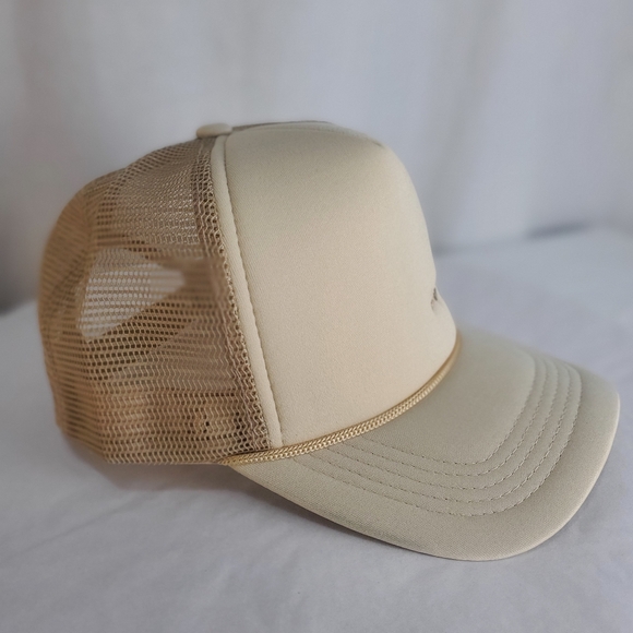 "Coffee" Light Beige Snap Back Mesh Trucker Ball Cap Hat - Barista Collection - Picture 2 of 3
